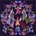 Shawl "Circle Dance" silk-twill 90x90 on a violet background