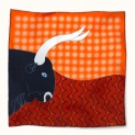Scarf "BULL ON A ORANGE BACKGROUND" silk 45x45