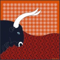 Scarf "BULL ON A ORANGE BACKGROUND" silk 45x45