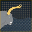 Scarf "BULL ON A DARK-BLUE BACKGROUND" silk 45x45