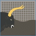 Scarf "BULL ON A GREY BACKGROUNG" silk 45x45