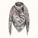 Shawl "POLKAN AND SOLDIERS" cashmere 135x135 on a pink background