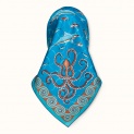Scarf "MINOISKY AQUARIUM" silk 65x65 on a blue background