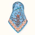 Scarf "MINOISKY AQUARIUM" silk 65x65 on a light blue background