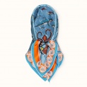 Scarf "MINOISKY AQUARIUM" silk 65x65 on a light blue background