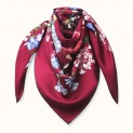 Shawl "CIRCLE DANCE" silk 90x90 on a burgundy background