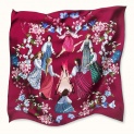 Shawl "CIRCLE DANCE" silk 90x90 on a burgundy background
