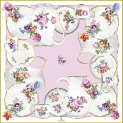 Scarf "PORCELAIN"  silk 90x90 on a pink background