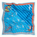 Scarf "MINOISKY AQUARIUM" silk 65x65 on a blue background