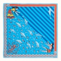 Scarf "MINOISKY AQUARIUM" silk 65x65 on a blue background