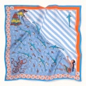 Scarf "MINOISKY AQUARIUM" silk 65x65 on a light blue background