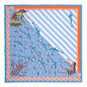 Scarf "MINOISKY AQUARIUM" silk 65x65 on a light blue background