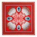 Shawl  "LACE" silk 135x135 on coral background