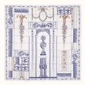 Shawl "TILES ON WHITE" wool 135х135