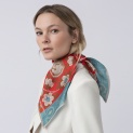 Scarf "WEDDING" silk 65x65 on a red background