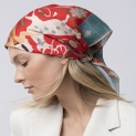 Scarf "WEDDING" silk 65x65 on a red background