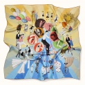 Scarf "CARNIVAL" silk 90x90  on a yellow background